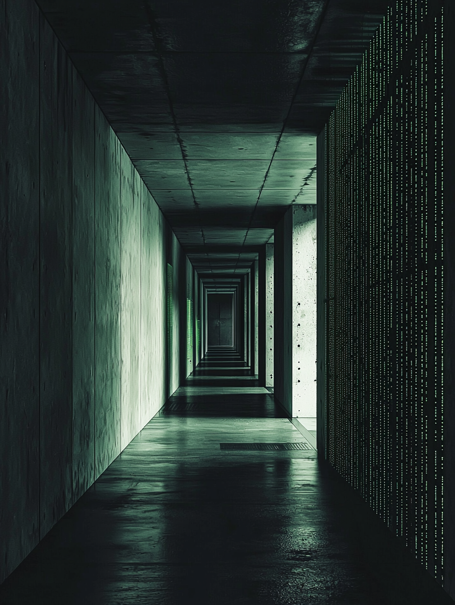 Abstract architectural interior — Hidden in Numbers brand atmosphere