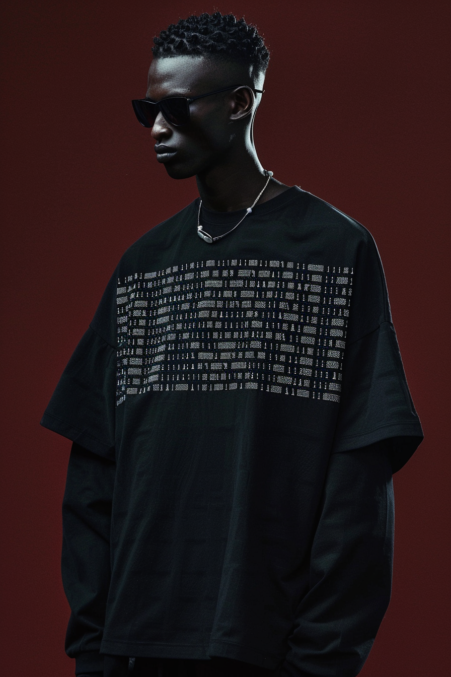 Coordinates T-Shirt — black tee with geographic coordinate print